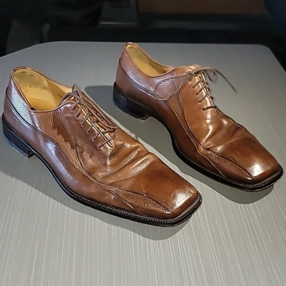 MEZLAN GIOVANNI Square Toe Brown Leather Bicycle Oxfords Men's 10.5 M‎